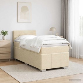 vidaXL Κρεβάτι box spring με στρώμα Κρεμ 80 x 200 cm Ύφασμα