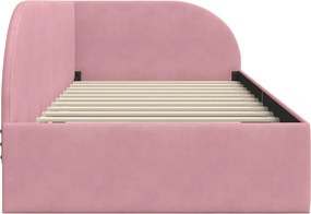 vidaXL Κρεβάτι Γωνίας Ροζ 90 x 190 cm Βελούδο