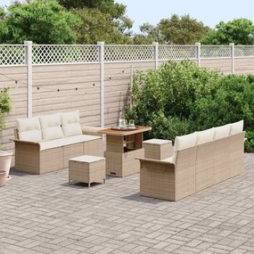 vidaXL Σετ Καναπέ Κήπου Ρυθμιζόμενο ύψος 10 pcs Μπεζ συνθετικό ρατάν