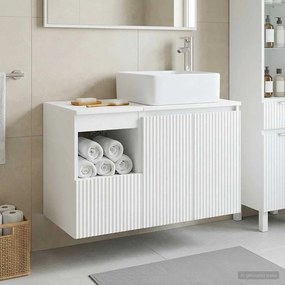 vidaXL Σετ Ντουλαπιών Μπάνιου 2 τμχ. Γυαλιστερό Λευκό