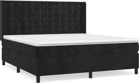 vidaXL Κρεβάτι Boxspring με Στρώμα Μαύρο 180x200 εκ. Βελούδινο