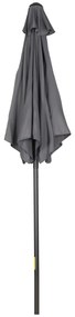 Ομπρέλα εξωτερικού χώρου Outsunny Ø196 cm, εξαγωνική ομπρέλα μπαλκονιού για παραλία, μπαλκόνι, κήπο, σκούρο γκρι
