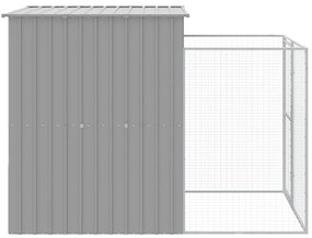 vidaXL Σπιτάκι Σκύλου με Αυλή Αν. Γκρι 165x251x181 εκ Γαλβαν. Χάλυβας