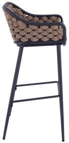 Σκαμπό Μπαρ KADE C5715 Μεταλλικό με Wicker Σχοινί Μπέζ 54x54x103 εκ. 54x54x103 εκ.