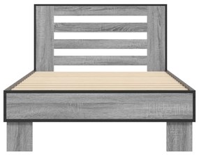 vidaXL Πλαίσιο Κρεβατιού Γκρι Sonoma 75x190 εκ. Επεξ. Ξύλο &amp; Μέταλλο