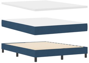 vidaXL Box Spring Κρεβάτι με Στρώμα Μπλε 140x190 εκ. Ύφασμα