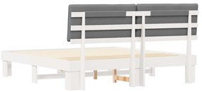 vidaXL Σκελετός Κρεβατιού με Επενδεδυμένο Κεφαλάρι Ανοιχτό γκρι
