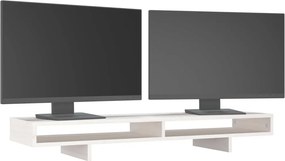 vidaXL Βάση Οθόνης Λευκή 100x27x14 εκ. από Μασίφ Ξύλο Πεύκου