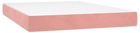 vidaXL Κρεβάτι Boxspring με Στρώμα &amp; LED Ροζ 140x200 εκ. Βελούδινο