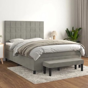 ΚΡΕΒΑΤΙ BOXSPRING ΜΕ ΣΤΡΩΜΑ ΑΝΟΙΧΤΟ ΓΚΡΙ 140X190 ΕΚ. ΒΕΛΟΥΔΙΝΟ 3137839