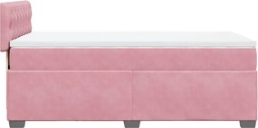 vidaXL Κρεβάτι Boxspring με Στρώμα Ροζ 80 x 200 εκ. Βελούδινο