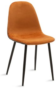 Καρέκλα Naomi pakoworld PU γκρι-βελούδο κεραμιδί-μαύρο πόδι - Ύφασμα - 127-000071