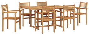 vidaXL Σέτ φαγητού για κήπο 7 pcs Καστανό Μασίφ ξύλο teak