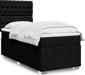 vidaXL Κρεβάτι Boxspring με Στρώμα Μαύρο 90x190 εκ.Υφασμάτινο