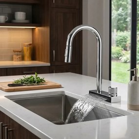 Tema MF 7910 Chrome – Μπαταρία Κουζίνας με Καταράκτη &amp; Ντους