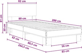 vidaXL Κρεβάτι με Κεφαλάρι Artisan Δρυς 80 x 200 cm Επεξεργασμένο Ξύλο
