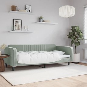 Καναπές Κρεβάτι Ανοιχτό Γκρι 100 x 200 εκ. Βελούδινος