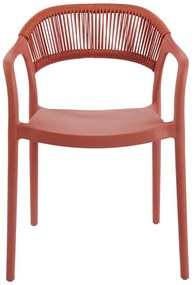 Πολυθρόνα Ankara pakoworld στοιβαζόμενη pp-pe rattan σε terracotta απόχρωση 54x55.5x77εκ