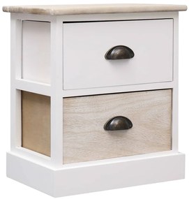 vidaXL Κομοδίνα 2 τεμ. Λευκό / Φυσικό 38x28x45 εκ. από Ξύλο Παυλώνιας