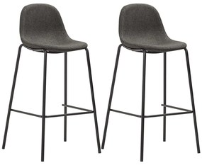 Καρέκλες Μπαρ 2 τεμ. Σκούρο Γκρι Υφασμάτινες