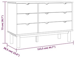 Συρταριέρα OTTA Καφέ &amp; Λευκό 111x43x73,5 εκ. Μασίφ Ξύλο Πεύκου - Λευκό