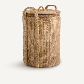 Στρογγυλό καλάθι με καπάκι από υάκινθο ύψους 60 εκ., Tima