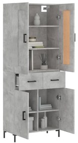 vidaXL Ντουλάπι Γκρι Σκυροδέματος 69,5x34x180 εκ. Επεξεργασμένο Ξύλο