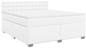 vidaXL Κρεβάτι Boxspring με Στρώμα Λευκό 180x200 εκ. Συνθετικό Δέρμα