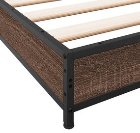vidaXL Πλαίσιο Κρεβατιού Καφέ Δρυς 75x190 εκ. Επεξ. Ξύλο &amp; Μέταλλο