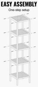 VEVOR Corner Standing Bookshelf 5-Tier Bamboo Ladder Narrow Shelf Plant Stand