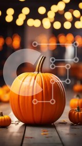 Intra Συλλεκτικό Ξύλινο Παζλ Plywood 4mm - Κολοκύθα σε ξύλινο τραπέζι με θολό φόντο Σε Ξύλινο Κουτί - Διαστάσεις Puzzle: 10x10 cm – 25 κομμάτια