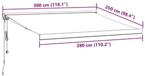 Τέντα Πτυσσόμενη Αυτόματη Καφέ 300x250 εκ. - Καφέ
