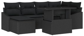 vidaXL Σετ Καναπέ Κήπου 7 pcs Μαύρο Πολυ rattan, βαμμένο ατσάλι