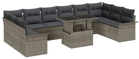 vidaXL Σετ Καναπέ Κήπου με μαξιλάρι 11 pcs Γκρι Πολυ ράταν