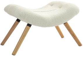 HOMCOM Μοντέρνο Υποπόδιο με κάλυμμα Fleece και ξύλινα πόδια, Επενδεδυμένο, για Σαλόνι, Υπνοδωμάτιο, Διάδρομο, Κρεμ Λευκό