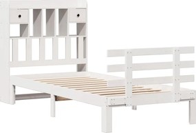 vidaXL Κρεβάτι Βιβλιοθήκη Χωρίς Στρώμα Λευκό 75x190 εκ Μασίφ Πεύκο