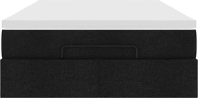 vidaXL Οθωμανικό κρεβάτι με στρώμα Μαύρο 120x190 cm Ύφασμα