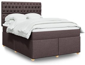 VidaXL Κρεβάτι Boxspring με Στρώμα Σκούρο Καφέ 140x190 εκ. Υφασμάτινο