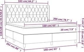 vidaXL Κρεβάτι Boxspring με Στρώμα Κρεμ 160x200 εκ. Υφασμάτινο