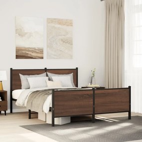 VidaXL Σκελετός Κρεβ. Χωρίς Στρώμα Καφέ Δρυς 180x200 εκ. Μεταλλικό
