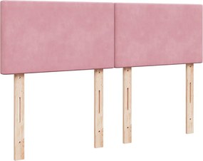 vidaXL Κρεβάτι Boxspring με Στρώμα Ροζ 140x200 εκ. Βελούδινο