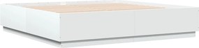 vidaXL Πλαίσιο Κρεβατιού με Φώτα LED Λευκό 200x200 εκ. Επεξ. Ξύλο