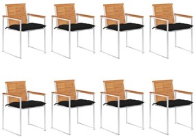 vidaXL Καρέκλες Κήπου 8 τεμ. από Μασίφ Ξύλο Ακακίας με Μαξιλάρια