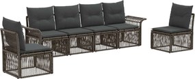 vidaXL Σετ Καναπέ Κήπου 6 pcs Γκρι συνθετικό ρατάν