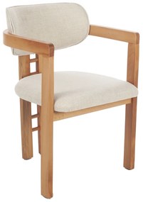 Artekko T Model  Καρέκλα με Ξύλινο Σκελετό σε Φυσική Απόχρωση και Εκρού Ύφασμα (56x55x80)cm
