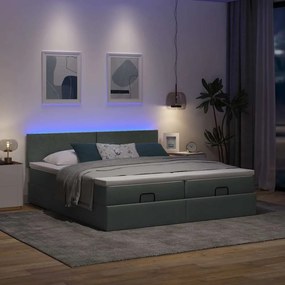 ΟΘΩΜΑΝΙΚΟ ΚΡΕΒΑΤΙ ΜΕ ΣΤΡΩΜΑΤΑ&amp;LEDS ΣΚΟΥΡΟ ΓΚΡΙ 180X200CM ΥΦΑΣΜΑ 3312823