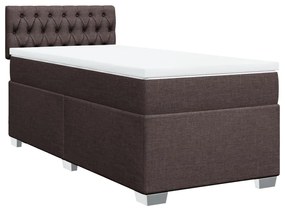 vidaXL Κρεβάτι Boxspring με Στρώμα Σκούρο Καφέ 90x200 εκ. Υφασμάτινο