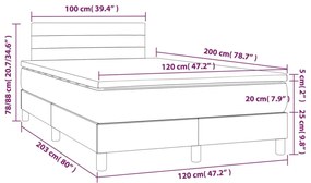 vidaXL Κρεβάτι Boxspring με Στρώμα Μπλε 120x200 εκ. Υφασμάτινο