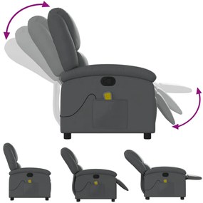 vidaXL Πολυθρόνα Μασάζ Ανακλινόμενη Γκρι από Συνθετικό Δέρμα