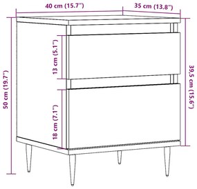 Κομοδίνα 2 τεμάχια Παλιό ξύλο 40x35x50 cm Κατασκευασμένο ξύλο - Καφέ